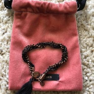 Bronze chain and black rope spiral bracelet